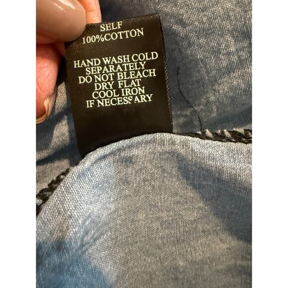 Indigo & Lace Tiered Chambray Peasant Midi Skirt M - Picture 6 of 6